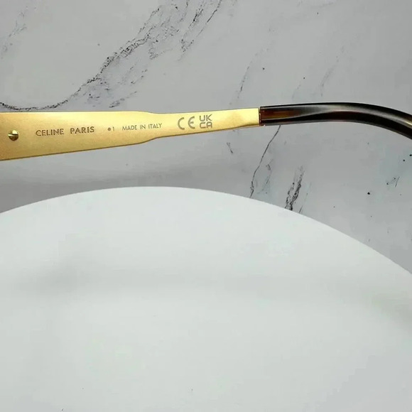 Celine Triomphe Gold Metal Hexagon Sunglasses 54mm Authentic CL40254U 30N - Picture 8 of 16